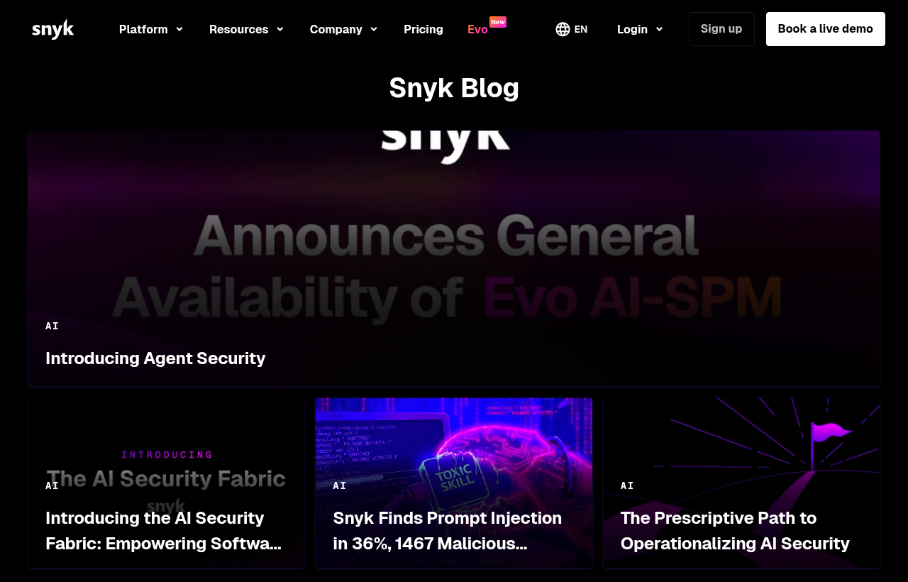 Snyk's blog targeting developers and DevSecOps engineers