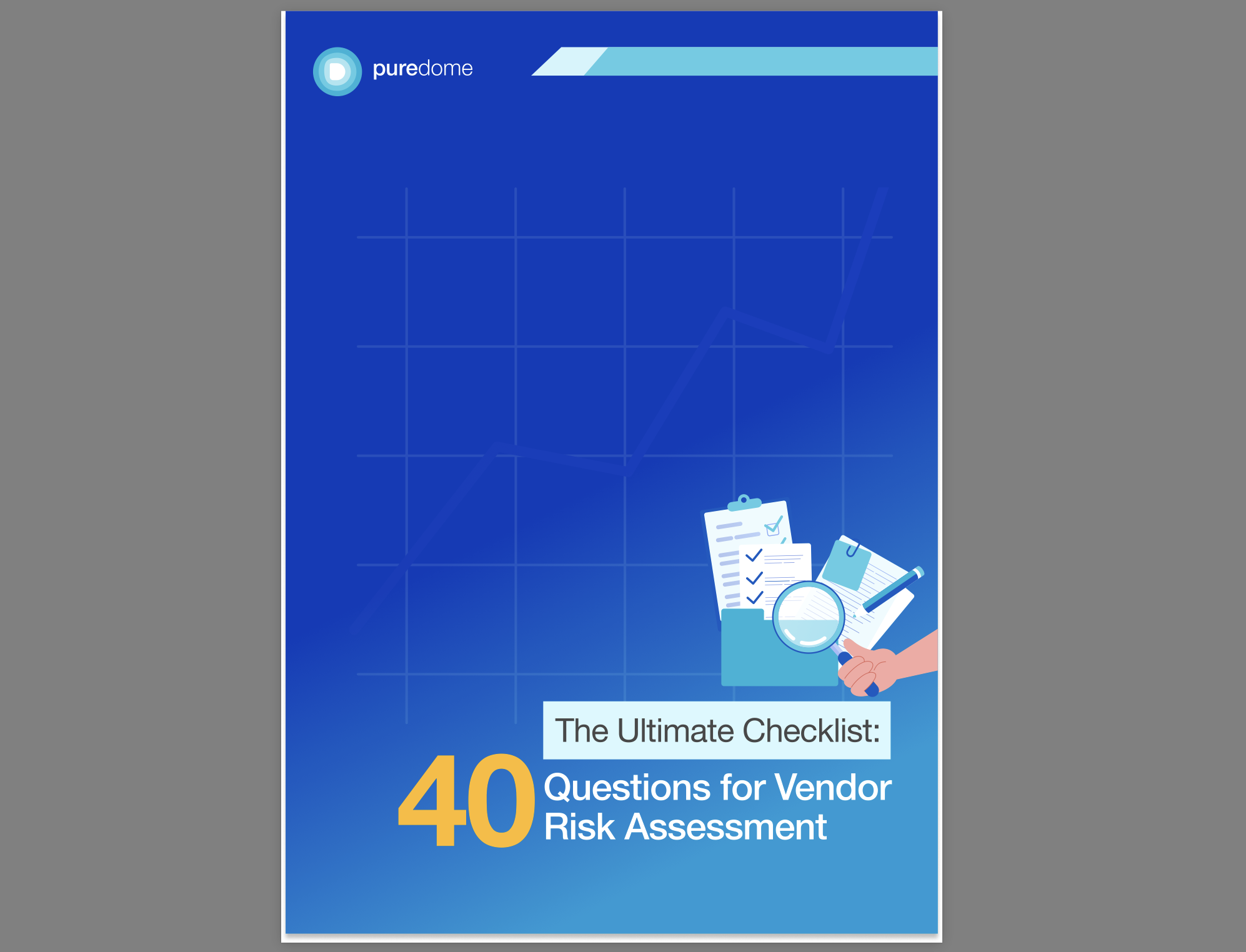 Cover of The Ultimate Checklist: 40 Questions for Vendor Risk Assessment, a PureDome lead-magnet whitepaper