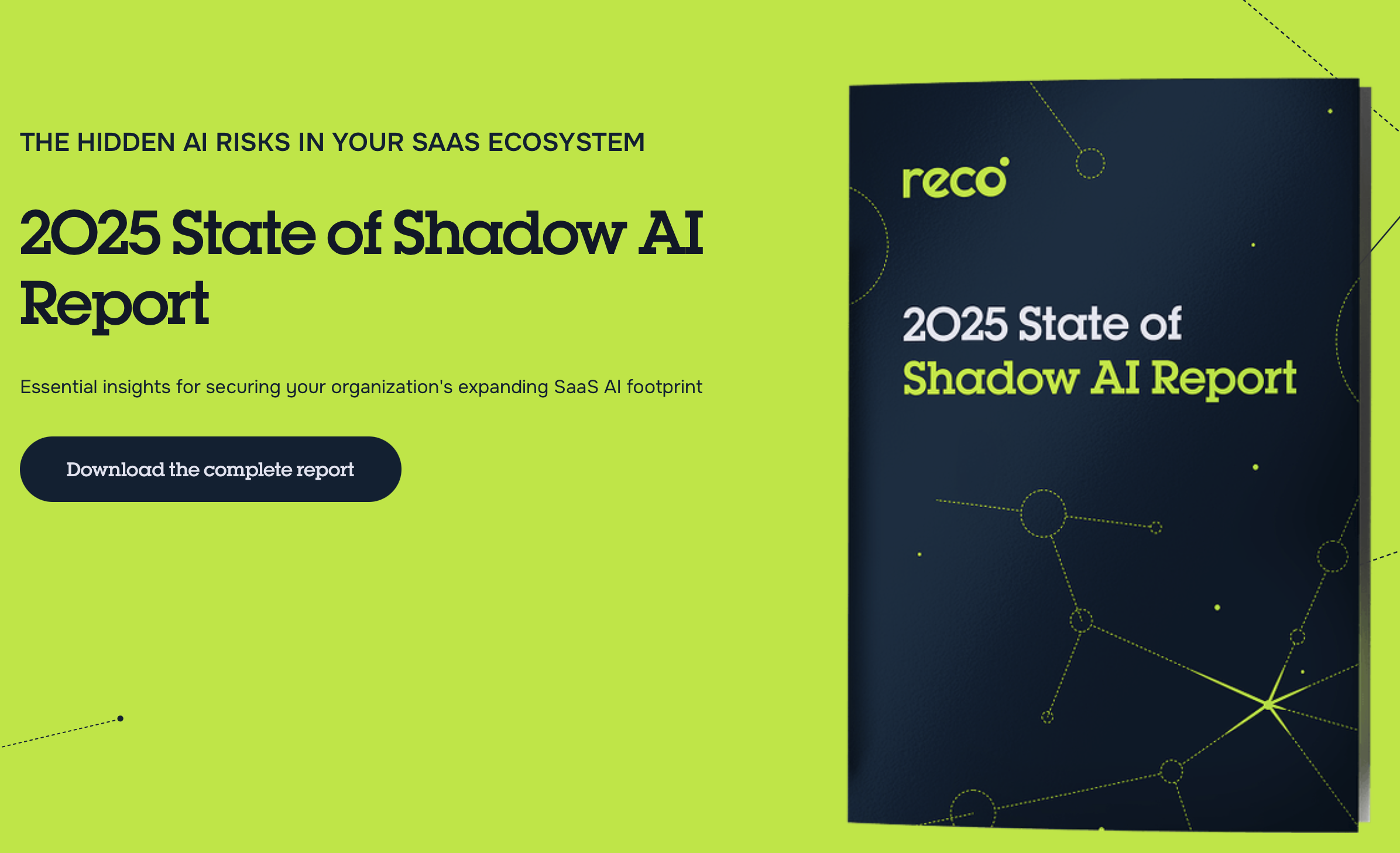 Reco 2025 State of Shadow AI Report landing page and cover