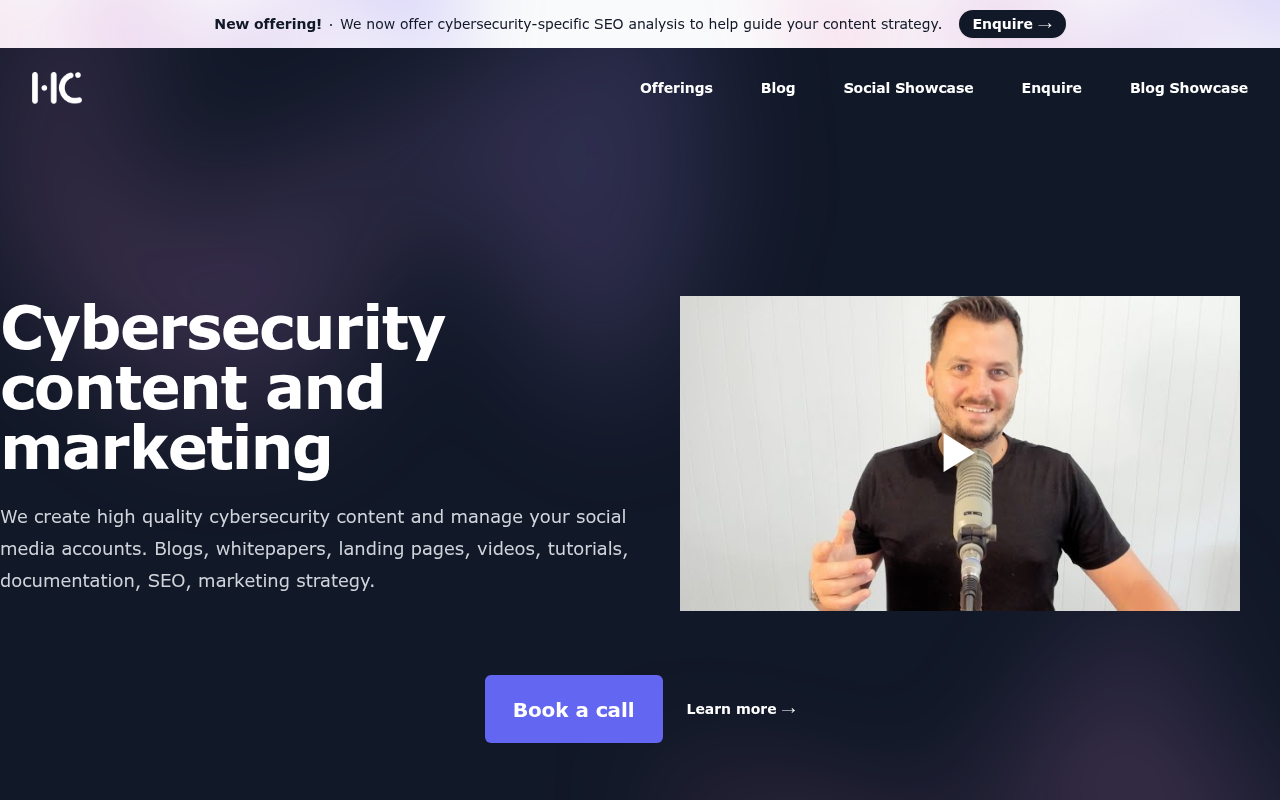 HackerContent website screenshot