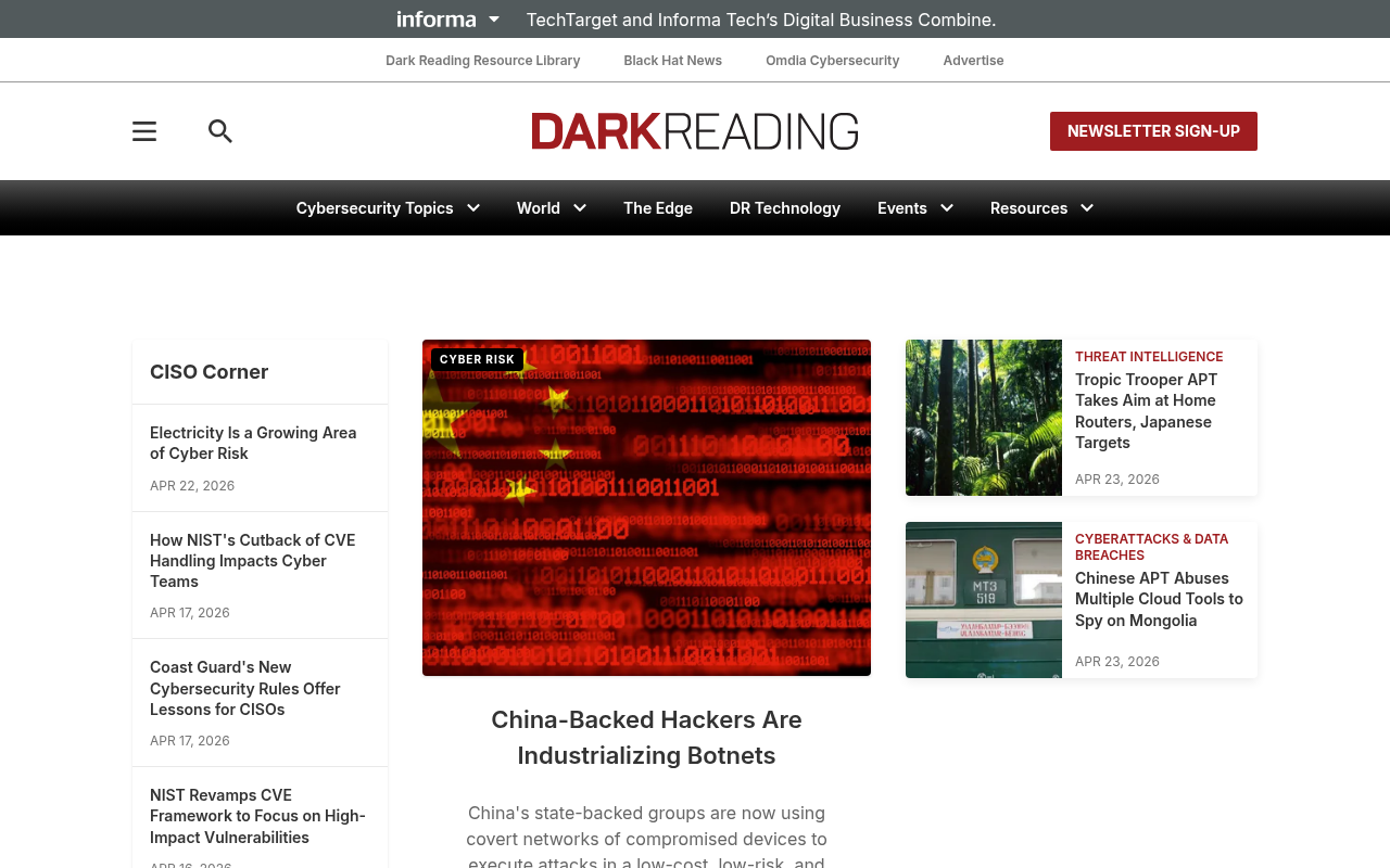 Dark Reading homepage